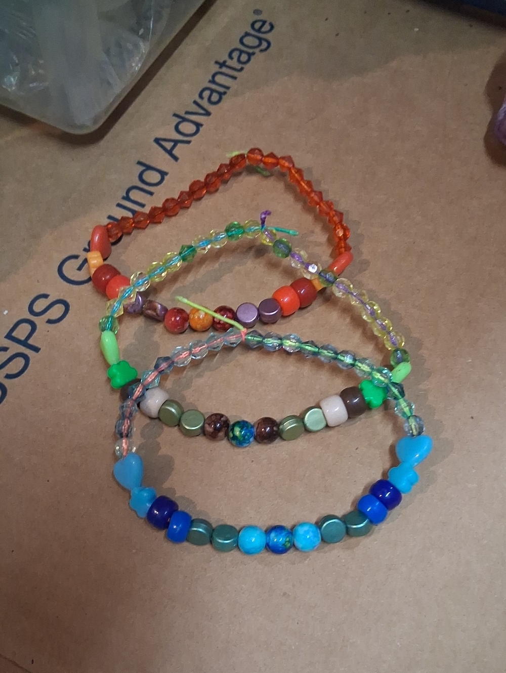 MY SON'S HANDCRAFTED ELEMENTAL BEADED BRACELETS  WATER